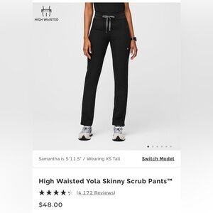 Figs Black High Waisted Yola Skinny Scrub Pants Medium